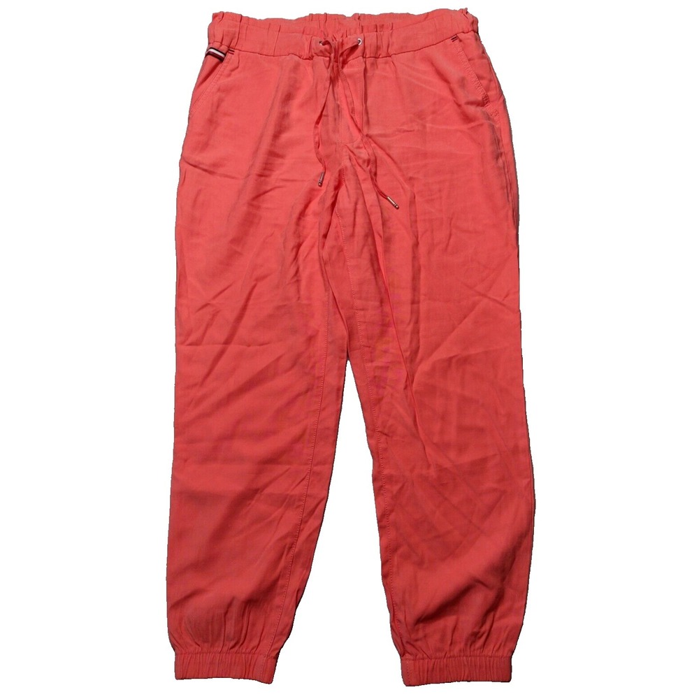 TOMMY HILFIGER Women Medium Coral Viscose Blend Pull On Jogger Pants